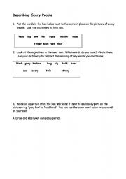 English worksheet: Describing scary people