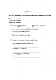 English worksheet: past tense 