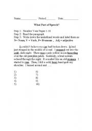 English Worksheet: Scary Story Parts of Speech