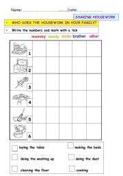 English Worksheet: sharing housework