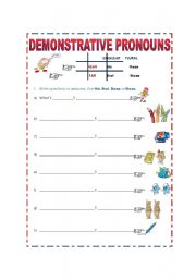 English worksheet: Demonstrative pronouns