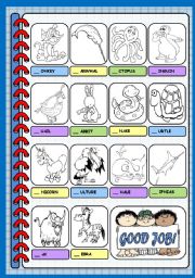 English Worksheet: ANIMALS ALPHABET - PART 2 (M - Z)