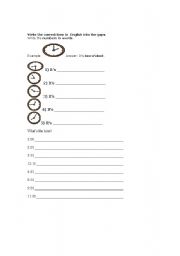 English worksheet: exercises on time