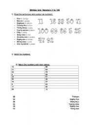 English worksheet: Exercises with numbers