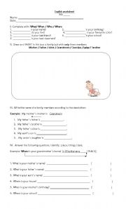 English Worksheet: wh-questions and fly