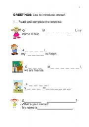 English Worksheet: GREETINGS