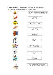 English worksheet: COMMANDS