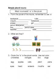 English worksheet: PLURAL NOUNS