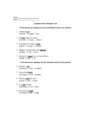 English Worksheet: Synonyms and Antonyms