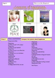 English Worksheet: Lessons of happiness part 1 - poems about happiness + writing a poem