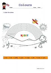 English Worksheet: Noddy and the Rainbow