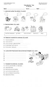 English Worksheet: daily routines