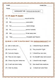 English Worksheet: should & shouldnt