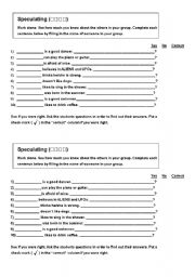 English worksheet: Speculations
