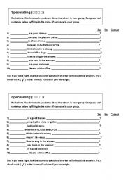 English Worksheet: Speculations