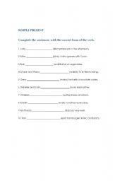 English worksheet: simple prsent