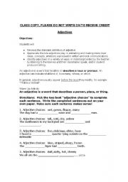 English Worksheet: Adjectives