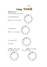 English Worksheet: Telling Time