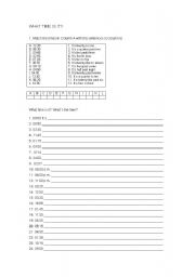 English worksheet: WHAT TIME IS IT?