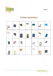 English worksheet: CLOTHES