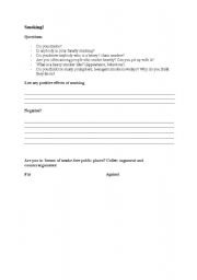 English Worksheet: Smoking
