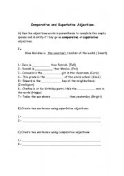 English worksheet: Comparative & superlative adjectives