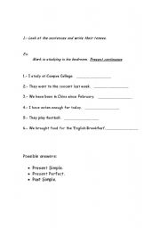 English worksheet: Short review of tenses