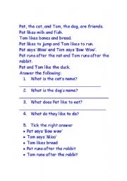 English worksheet: Pat and Tom