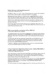 English Worksheet: Current Affairs: Strange News Articles + Discussion & Vocabulary (3)
