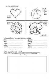 English Worksheet: colours