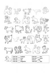 English Worksheet: Counting animals