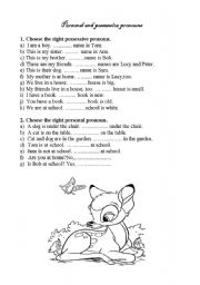 English Worksheet: personal and possessive pronouns