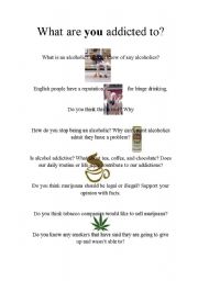 English Worksheet: What are you addicted to?