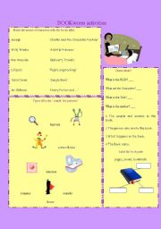 English worksheet: activities on books