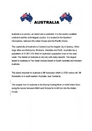 English Worksheet: Australia