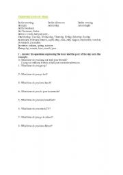 English worksheet: Prepositions of time