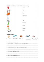 English worksheet: Clothes- accesories and shoes exercises