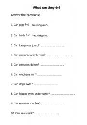 English worksheet: can / cant