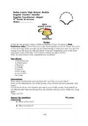 English worksheet: recipe