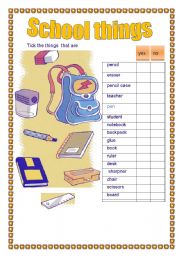 English Worksheet: School objects 