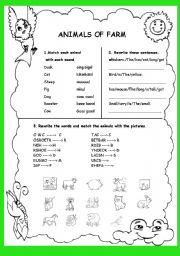 English Worksheet: Animals of farm (activities)