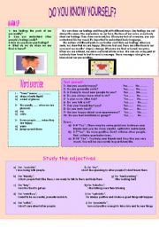 English Worksheet: Do you know yourself?
