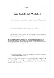 English Worksheet: Dead Poets Society