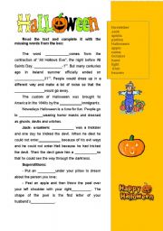 English Worksheet: Halloweeen