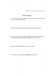 English worksheet: Field of Dreams