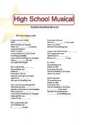 English worksheet: High School Musical 