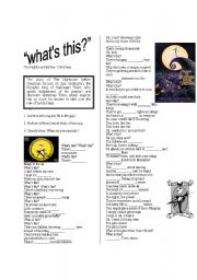 English Worksheet: whats this song from the movie the nightmare before christmas 