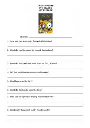 English worksheet: The Simpsons 6th season, 1st episode.