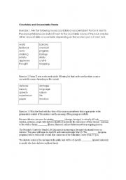 English Worksheet: countable and uncountable nouns