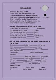 English Worksheet: For and since